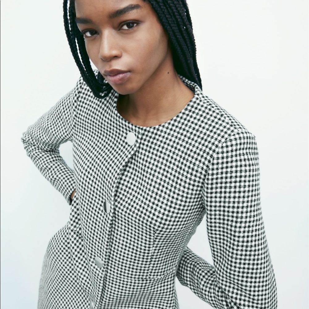 NWT Zara Gingham Blazer